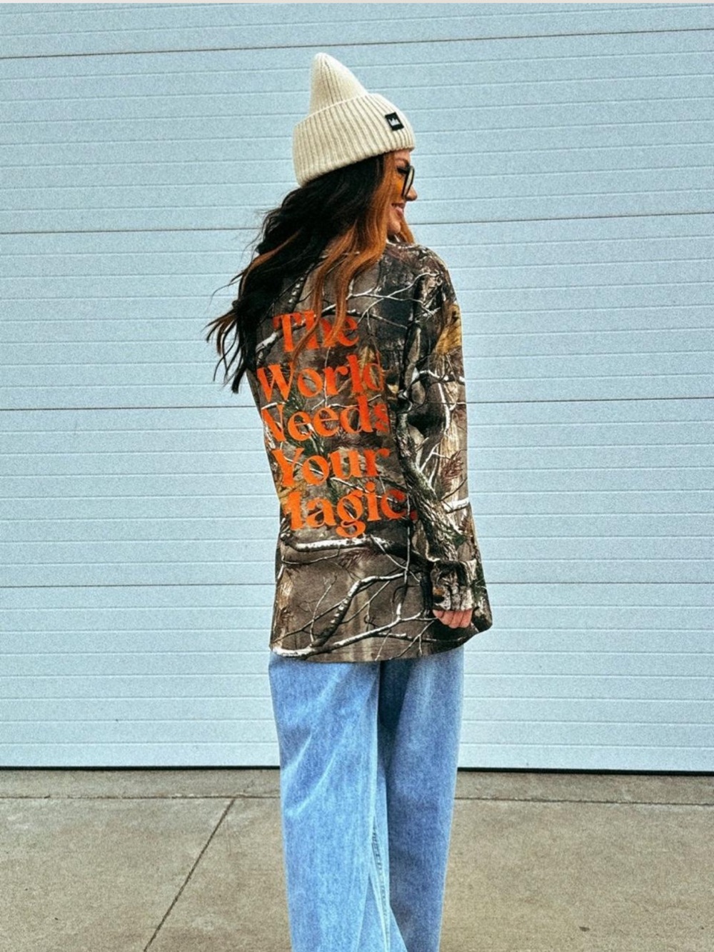 Dressed in LALA The World Needs Your Magic Oversized Long Camo Tee - L/XL - Picture 3 of 7